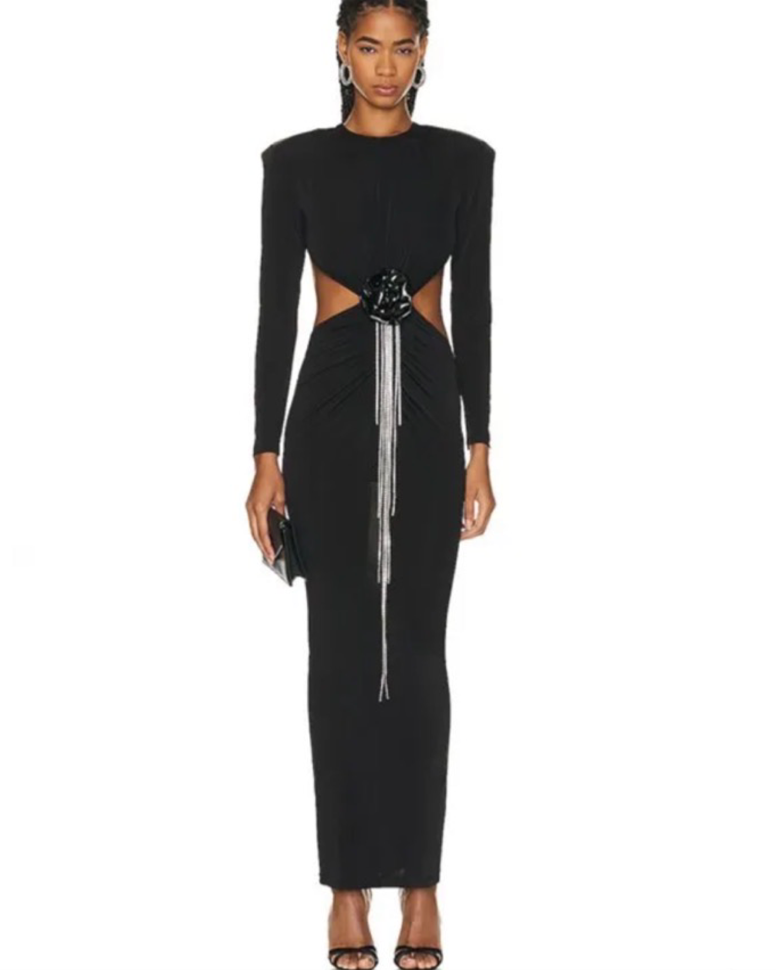 Long sleeves cutout evening dress
