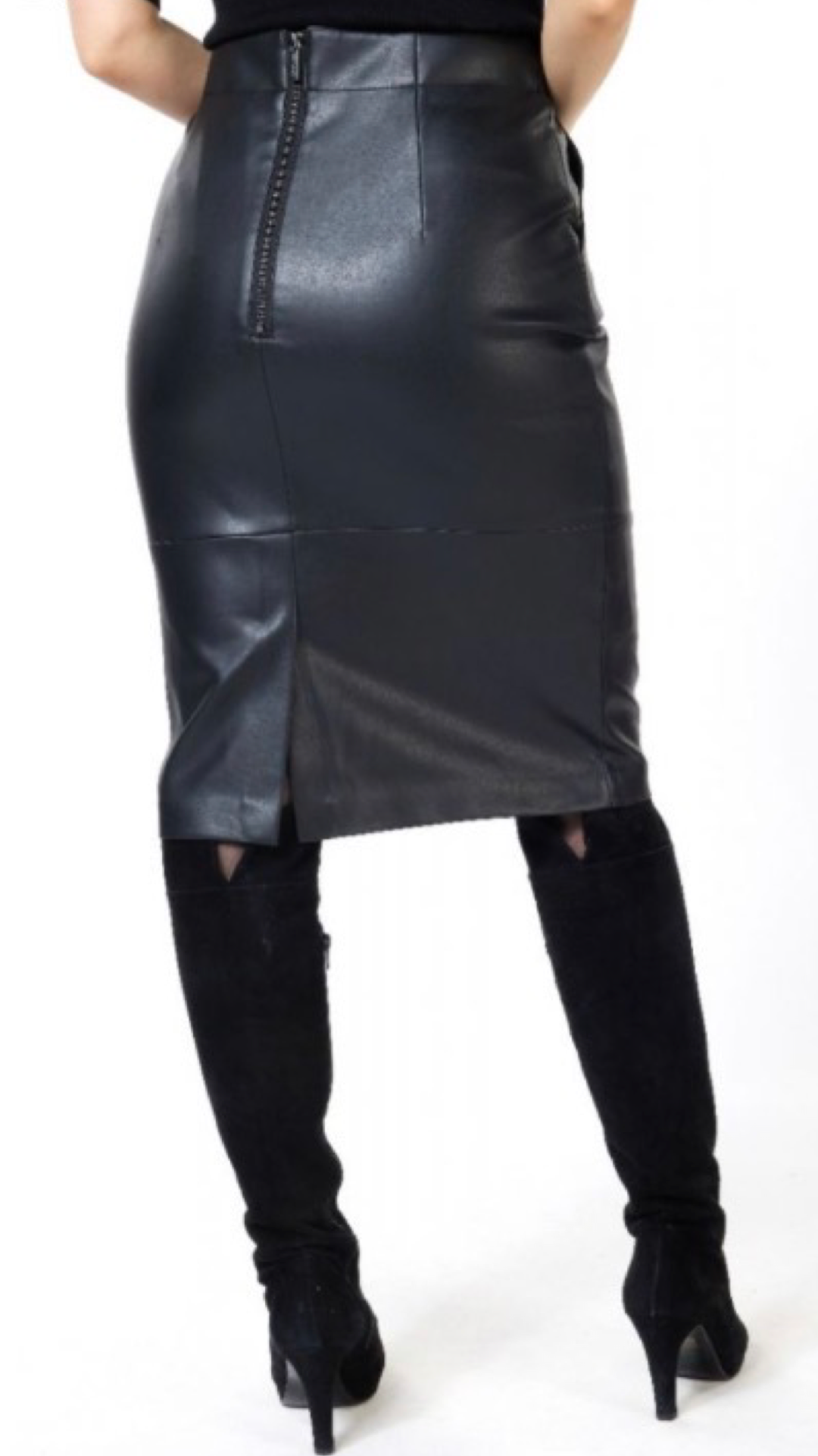PU knee Length Skirt