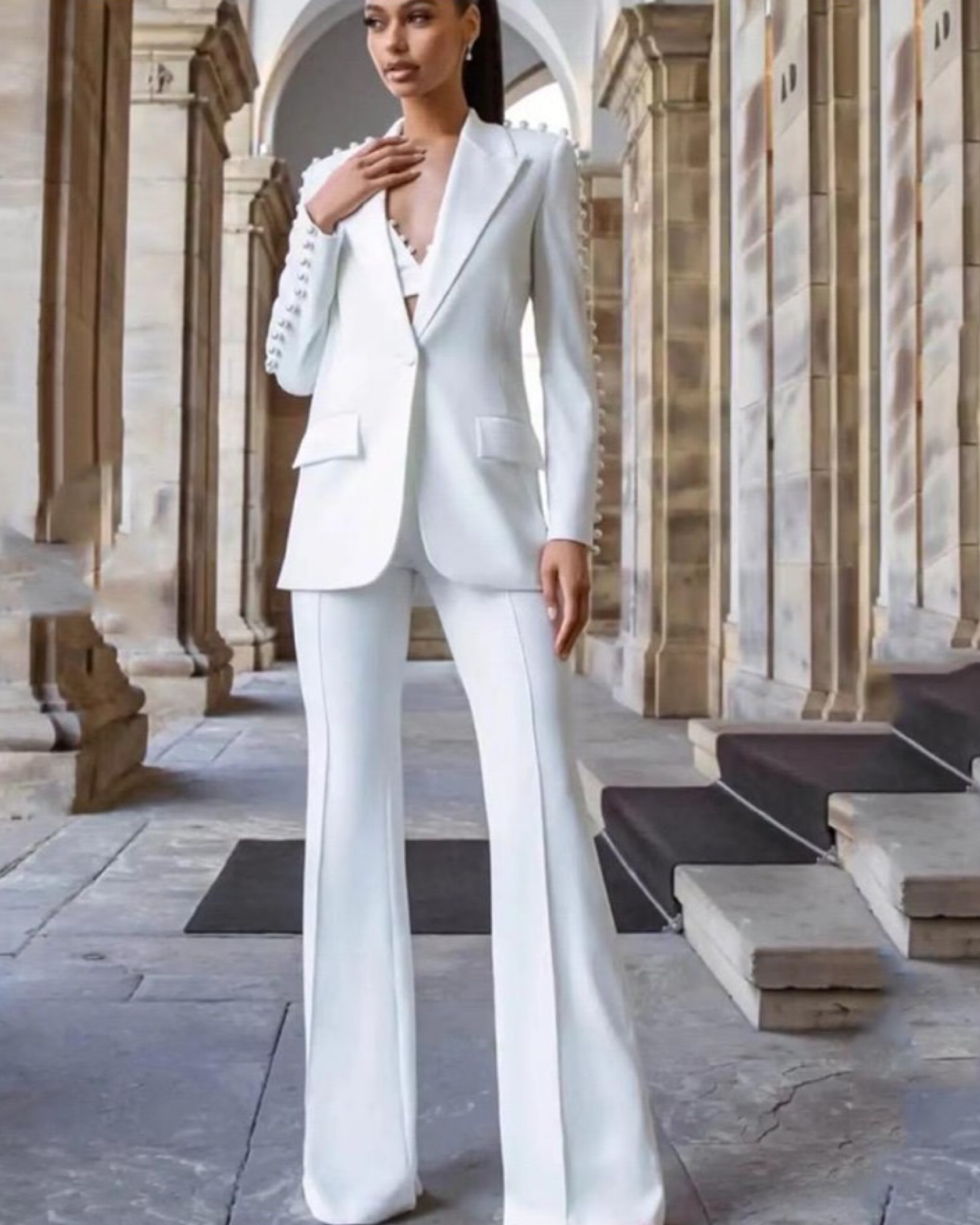 White blazer suit