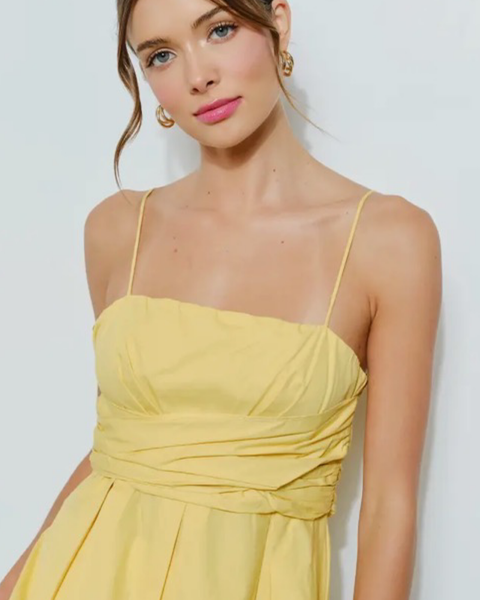 Cotton Draped Bow-Tie Peplum Cami Top