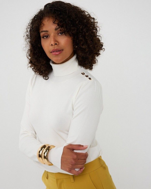 SWEATER SHLDR BUTTON COL BASIC KNITBy Esqualo