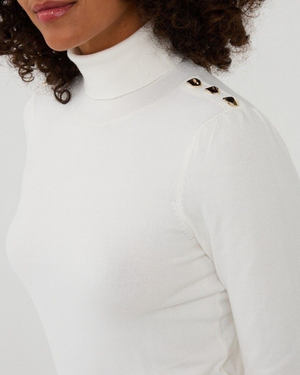 SWEATER SHLDR BUTTON COL BASIC KNITBy Esqualo