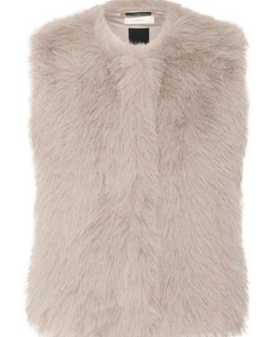 Faux fur vest features a regular fit, sleeveless cut, and round neckline. Perfect for layering, this piece offers a cozy feel and stylish silhouette for versatile outfits.