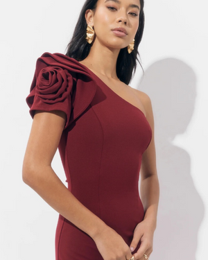 ADELYN RAE
DION ONE SHOULDER FLORAL APPLIQUE MAXI DRESS