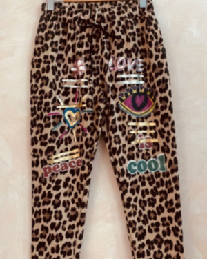 Leopard printed cotton pants