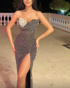 Strapless elegant evening dress