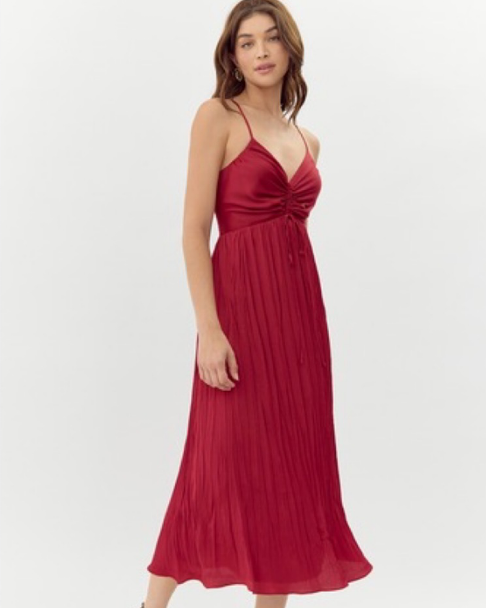 Longe spaghetti straps longe pleated dress by Adlyn rae