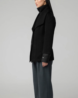 Frida slim-fit Media Wool Coat with Removable Bib