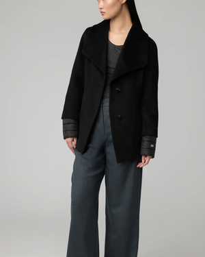 Frida slim-fit Media Wool Coat with Removable Bib