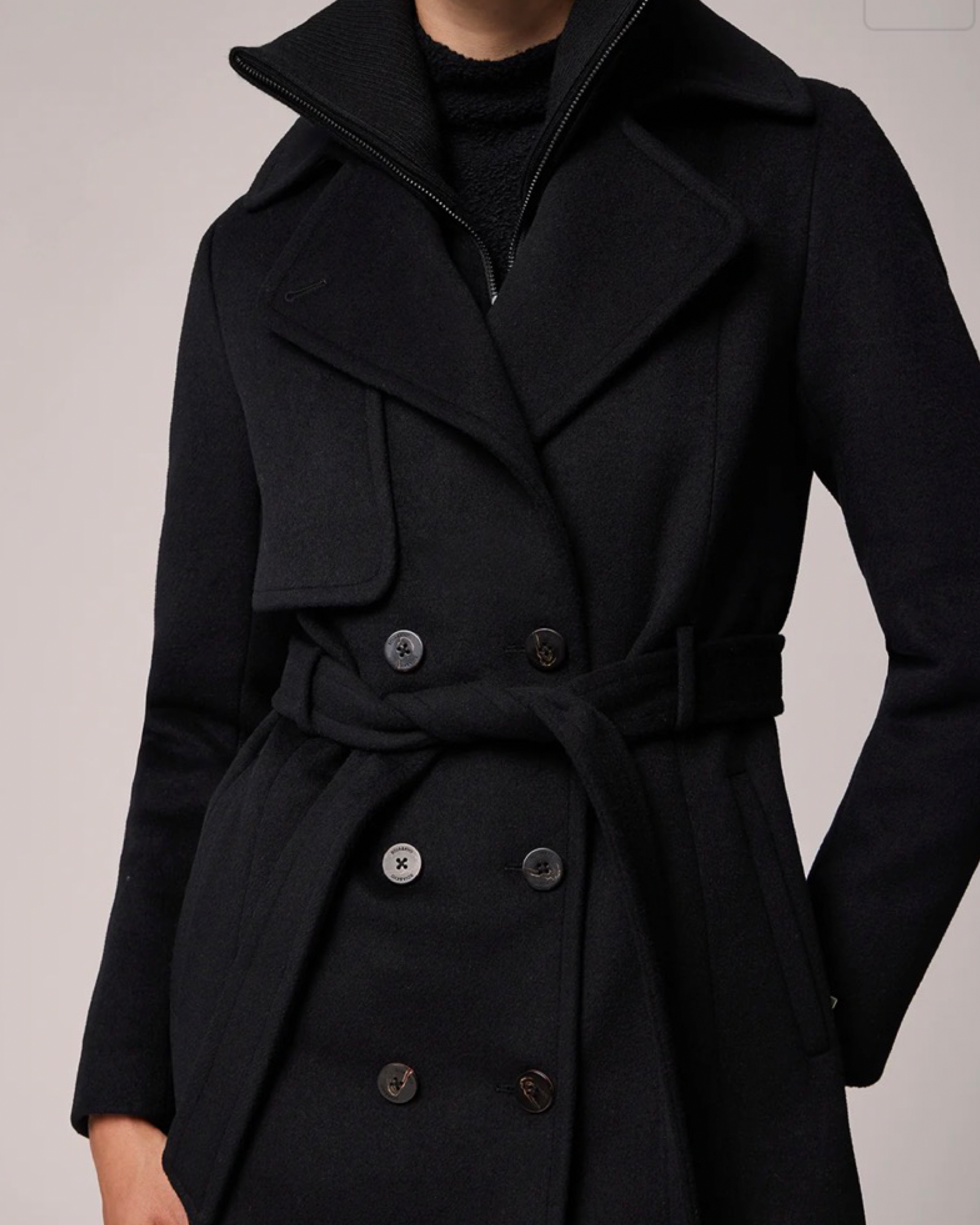 Frida slim-fit Media Wool Coat with Removable Bib