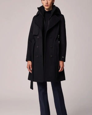 Fabianne-C Semi - Fitted Classic Wool coat with removable Bib