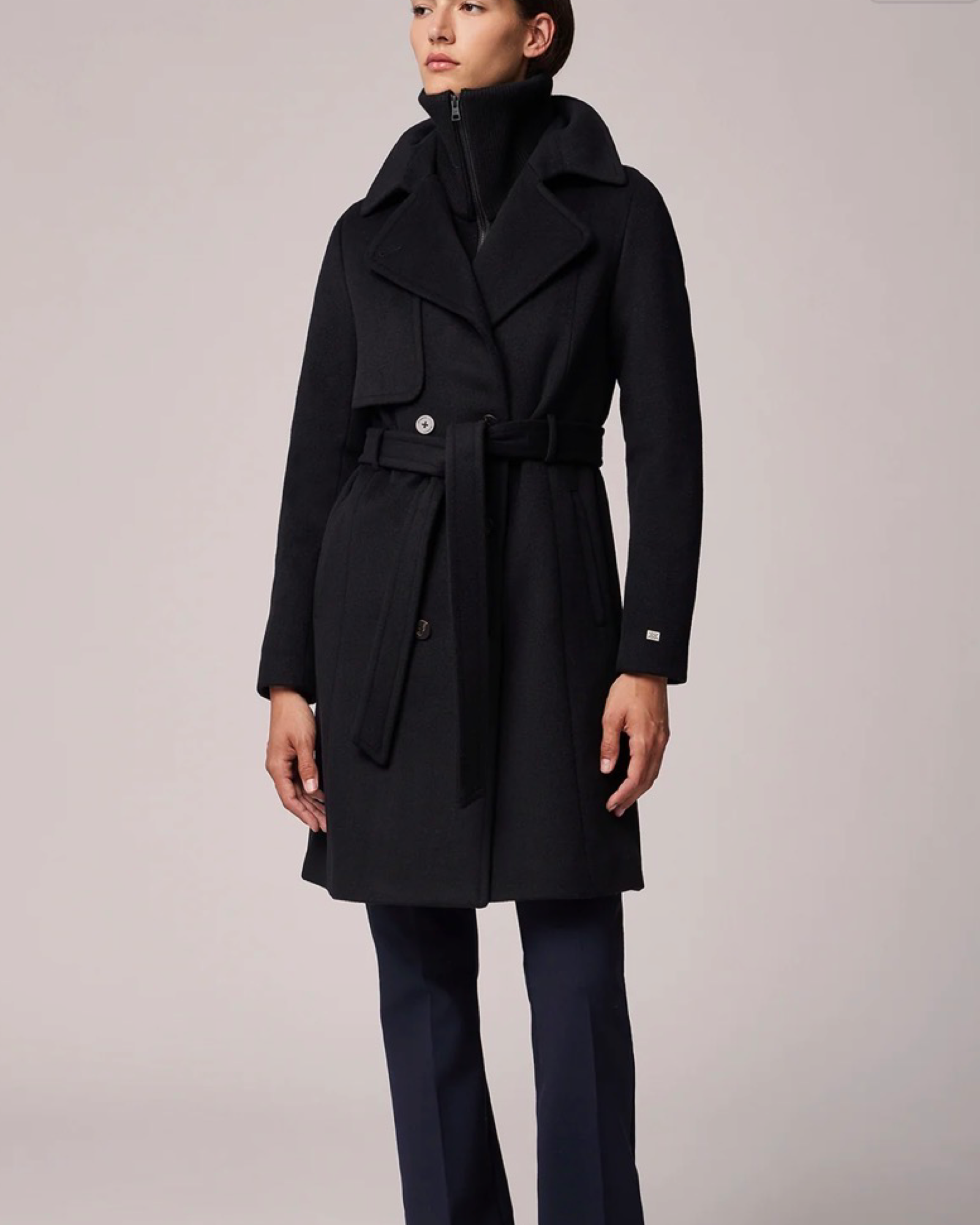 Fabianne-C Semi - Fitted Classic Wool coat with removable Bib