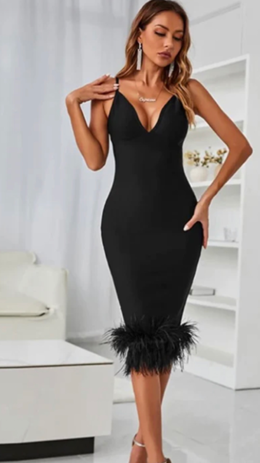 Glamorous Feathers Dress Be the Center of Attention