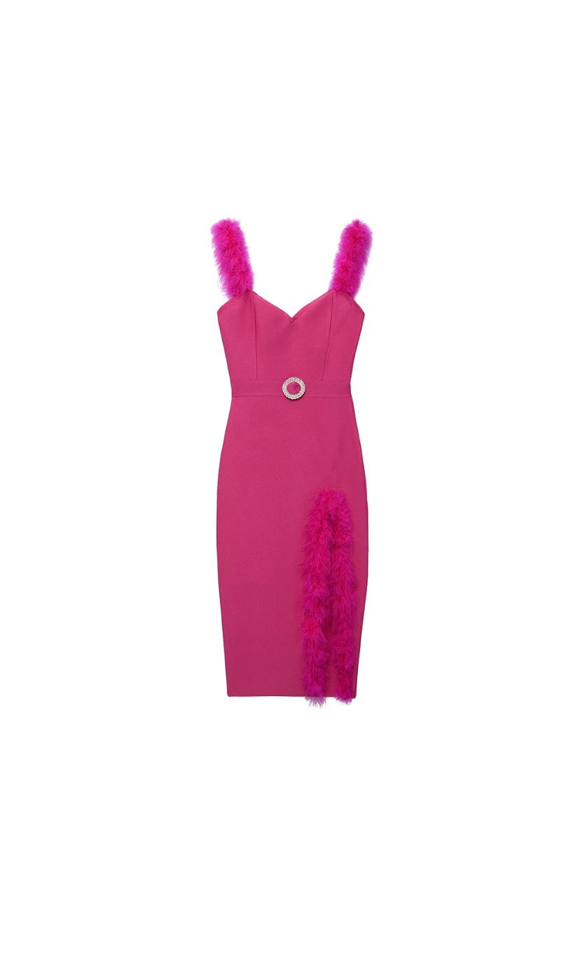 Sleeveless Feathers Evening Party Dress - Obscur international